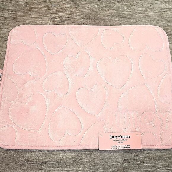 Juicy Couture Home Hearts Bold Logo Memory Foam Plush Bath Rug - Picture 3 of 6